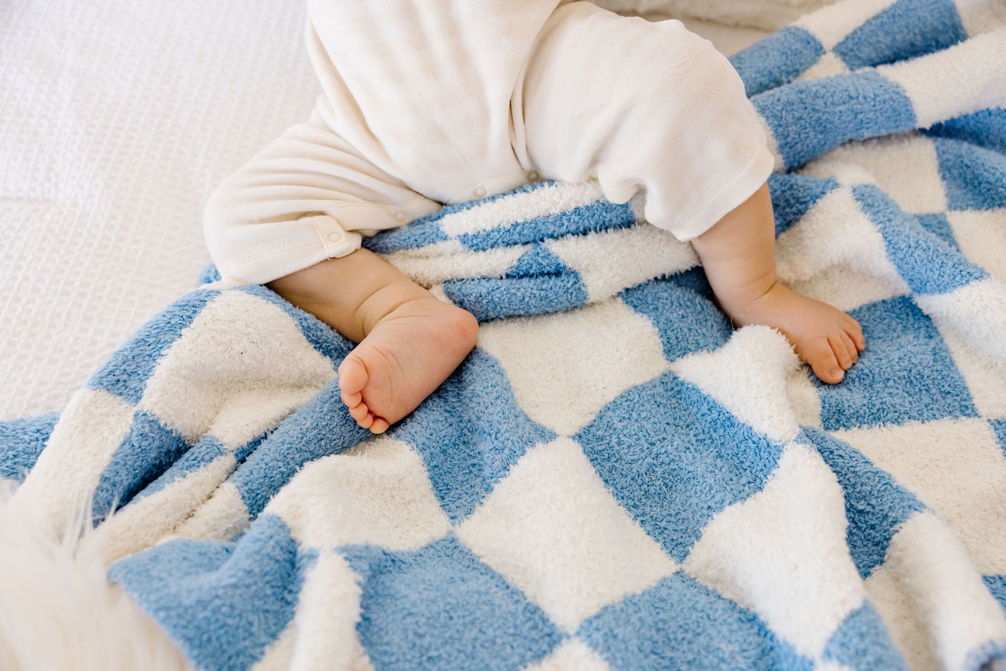 Plush blue baby blanket